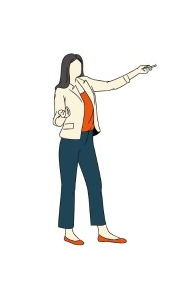 dessin d'une femme montrant les bénéfices au sein de l'entreprise